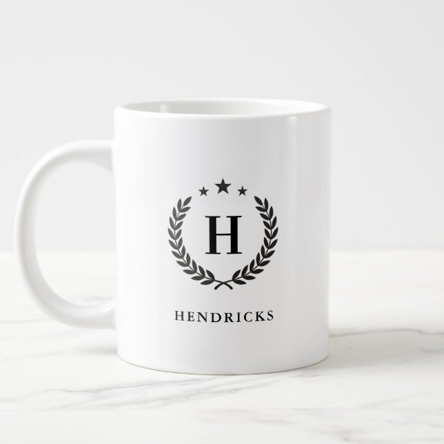 Caneca De Café Grande Create Your Own Intel Monogram With Laurel wreaths (Esquerda)