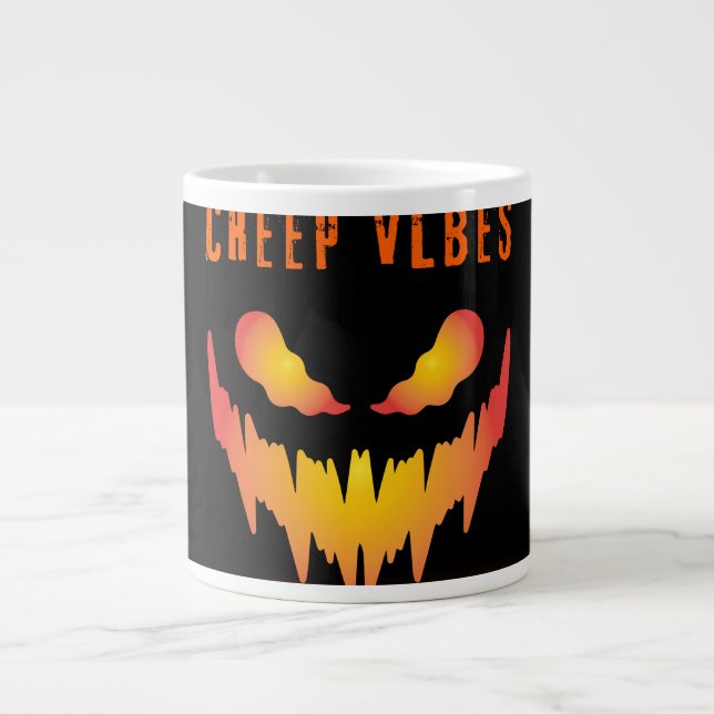 Caneca De Café Grande Creep Vibes Dark Energy _ Trendy Horror Streetwear (Frente)