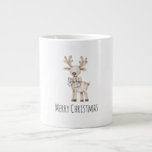 Caneca De Café Grande Creme orgânico Tan Reindeer Natal