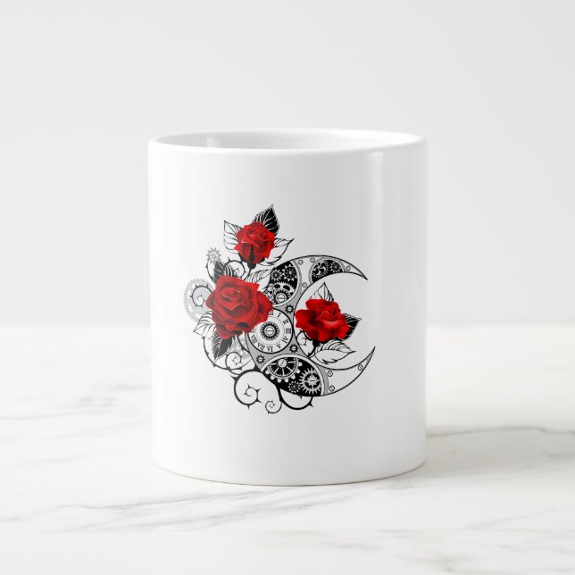 Caneca De Café Grande Crescente Mecânico com Rosas vermelhas (Frente)