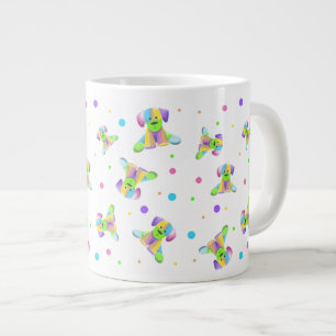 Caneca De Café Grande crianças arco-íris cachorro cachorrinho bolinhas c