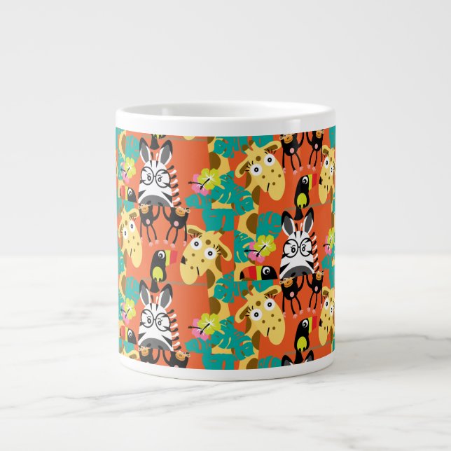 Caneca De Café Grande Crianças cortadas animais da selva (Frente)