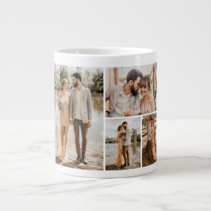Caneca De Café Grande Crie a sua própria colagem de 4 fotos