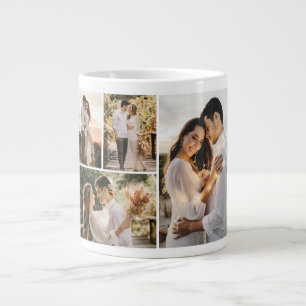 Caneca De Café Grande Crie a sua própria colagem de 4 fotos