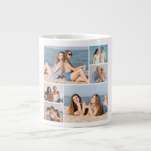 Caneca De Café Grande Crie a sua própria colagem de 6 fotos
