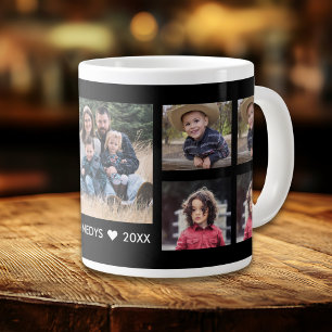Caneca De Café Grande Crie Seu Próprio Colagem de 9 Fotos Nome da Famíli