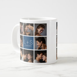Caneca De Café Grande Crie Seu Próprio Colagem de Fotos de Casamento Mon