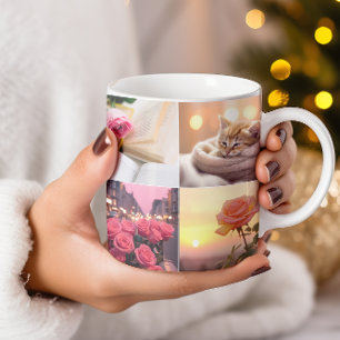 Caneca De Café Grande Crie seu próprio Colagem de Fotos Personalizada do