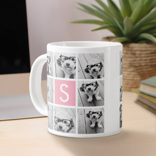 Caneca De Café Grande Crie Seu Próprio Colagem de Instagram com Monogram