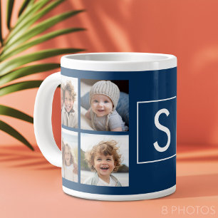 Caneca De Café Grande Crie Seu Próprio Colagem de Instagram com Monogram