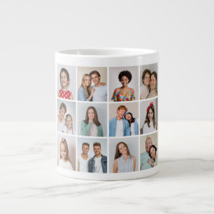 Caneca De Café Grande Crie Sua Própria Colagem de 12 Fotos