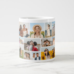 Caneca De Café Grande Crie Sua Própria Colagem de 12 Fotos