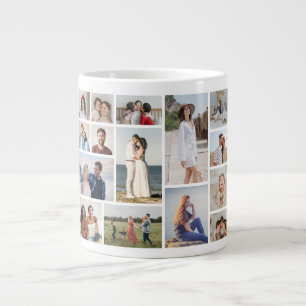 Caneca De Café Grande Crie Sua Própria Colagem de 15 Fotos