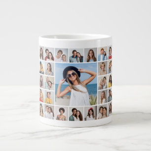 Caneca De Café Grande Crie Sua Própria Colagem de 27 Fotos