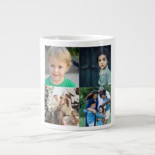 Caneca De Café Grande Crie Sua Própria Colagem de 4 Fotos