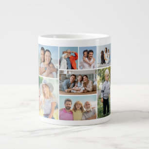 Caneca De Café Grande Crie sua própria colagem de 8 fotos