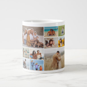 Caneca De Café Grande Crie sua própria colagem de fotos
