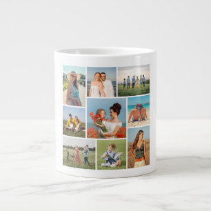 Caneca De Café Grande Crie sua própria colagem de fotos de 9