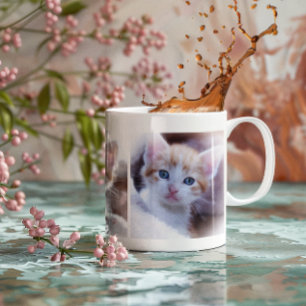 Caneca De Café Grande Crie Sua Própria Foto de Três Famílias de Animais