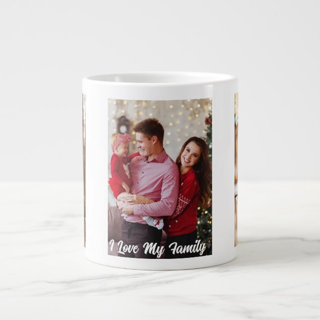 Caneca De Café Grande Crie Sua Própria Foto Personalizada Da Família (Frente)