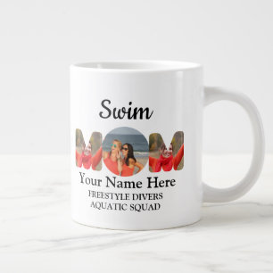 Caneca De Café Grande Crie sua própria mãe esportiva foto colagem nataçã