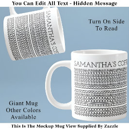 Caneca De Café Grande Crie sua própria mensagem oculta de longa duração 