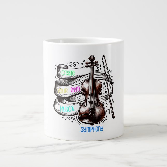 Caneca De Café Grande Crie sua própria sinfonia musical (Frente)