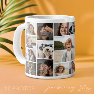 Caneca De Café Grande Crie uma colagem de fotos funky com 27 fotos