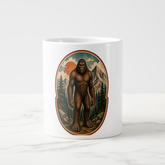 Caneca De Café Grande Cripta de Aquarela do Guardião da Montanha do Pé G (Frente)