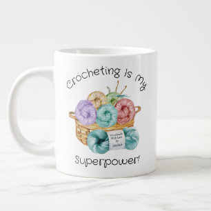 Caneca De Café Grande Crochê É Meu Superpoder Personalizado