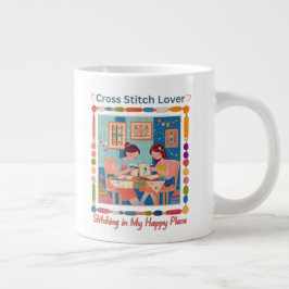 Caneca De Café Grande Cross Stitch Lover-Stitching in My Happy Place