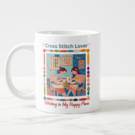 Caneca De Café Grande Cross Stitch Lover-Stitching in My Happy Place