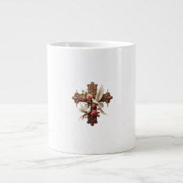 Caneca De Café Grande Cross with Doves – Christian Faith Inspirational D