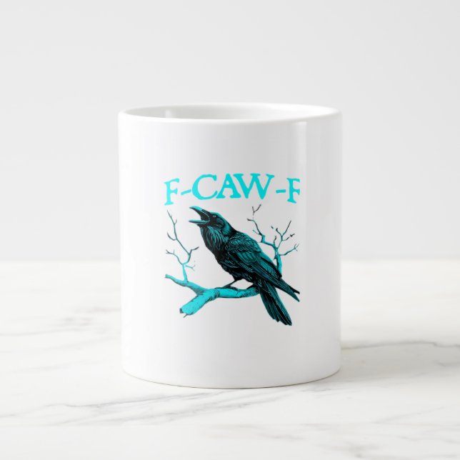 Caneca De Café Grande Crow F-Caw-F Funny Bird Retro Design Creative Styl (Frente)