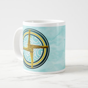 Caneca De Café Grande Cruz de Brigada Amarela em Azul