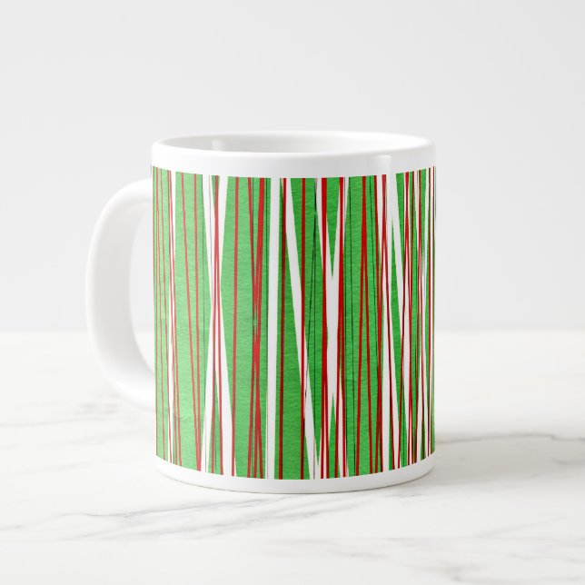 Caneca De Café Grande Cruz de Natal, vermelha e verde (Frente Esquerda)