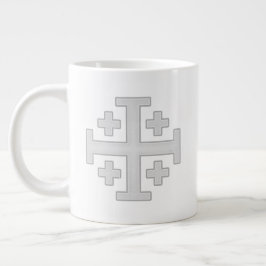Caneca De Café Grande Cruz Deus Vult dos Cavaleiros Templários de Jerusa