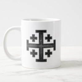 Caneca De Café Grande Cruz Deus Vult dos Cavaleiros Templários de Jerusa
