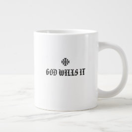 Caneca De Café Grande Cruz Deus Vult dos Cavaleiros Templários de Jerusa