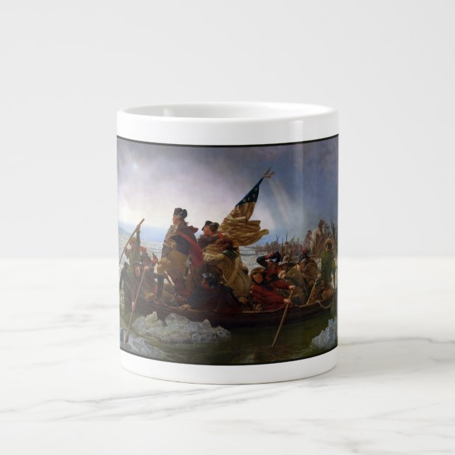 Caneca De Café Grande Cruzando Delaware 1776: General George Washington (Frente)