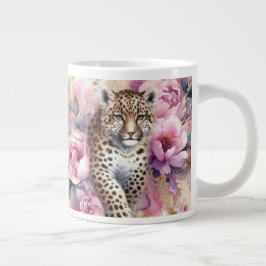 Caneca De Café Grande Cub e Rosas-leopardo