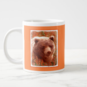 Caneca De Café Grande Cubo de Urso Grizzly em Arte de Vida Selvagem de P