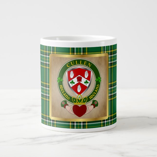 Caneca De Café Grande Cullen/O'Cullen Irish Shield Claddagh (Frente)
