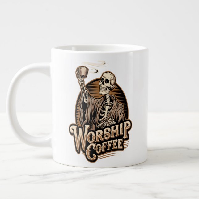 Caneca De Café Grande Culto Café Esqueleto Engraçado (Esquerda)