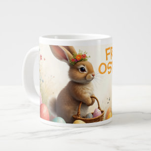 Caneca De Café Grande Cumprimentos de primavera do coelho de Páscoa