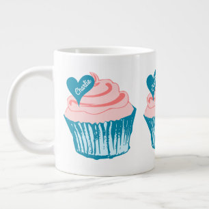 Caneca De Café Grande Cupcake Amor nome personalizado Jumbo mug