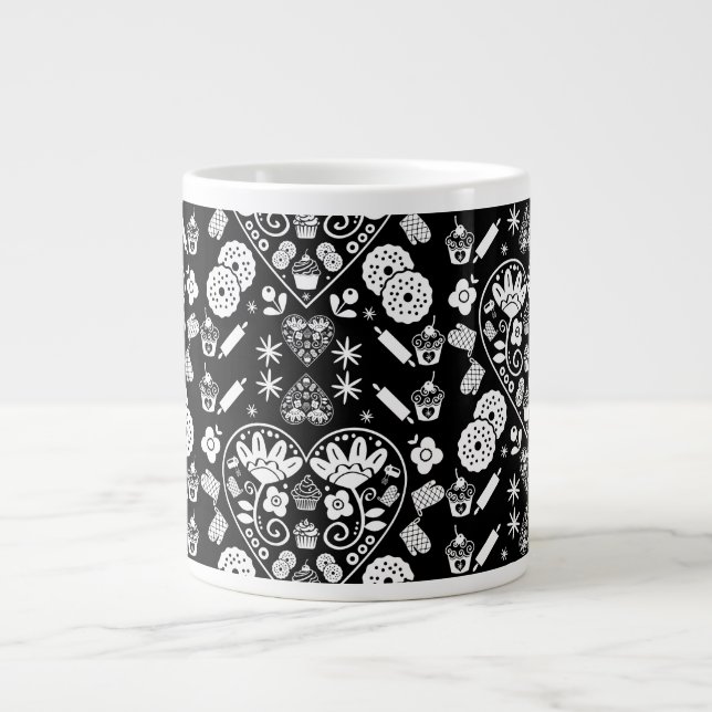 Caneca De Café Grande Cupcake Baking Folk Art (Frente)
