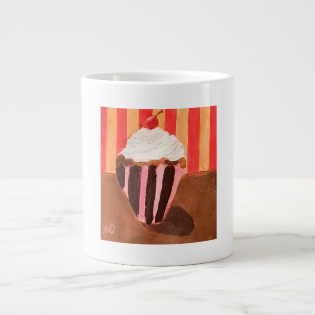 Caneca De Café Grande Cupcake com cobertura de baunilha (Frente)