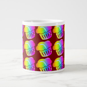 Caneca De Café Grande Cupcakes Arco-íris Dk Vermelho