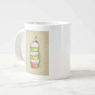 Caneca De Café Grande cupcakes de aquarela. Ilustração de cozinha.
